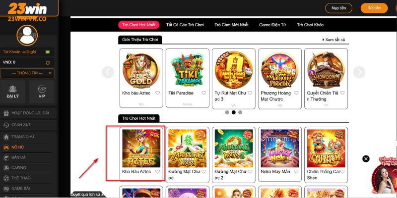 Kho Báu Aztec 23Win - Game Nổ Hũ Với Tỷ Lệ RTP Hậu Hĩnh 2 kho báu Aztec 23Win